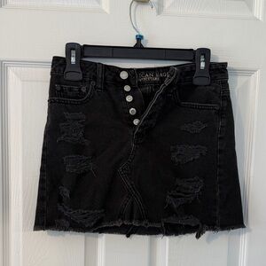 American Eagle Outfitters Black Distressed Mini Skirt